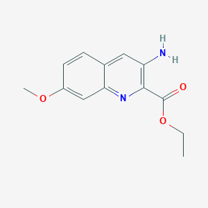 molecular formula C13H14N2O3 B13674347 Ethyl 3-amino-7-methoxyquinoline-2-carboxylate 