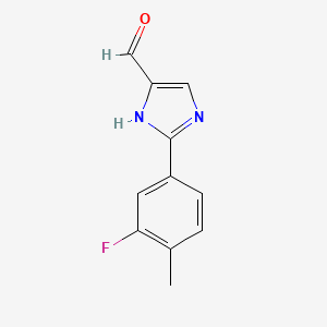 molecular formula C11H9FN2O B13675958 2-(3-fluoro-4-methylphenyl)-1H-imidazole-5-carbaldehyde 