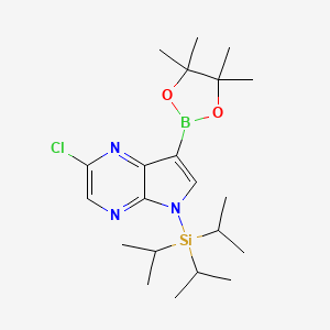 molecular formula C21H35BClN3O2Si B13675967 2-Chloro-7-(4,4,5,5-tetramethyl-1,3,2-dioxaborolan-2-yl)-5-(triisopropylsilyl)-5H-pyrrolo[2,3-b]pyrazine 