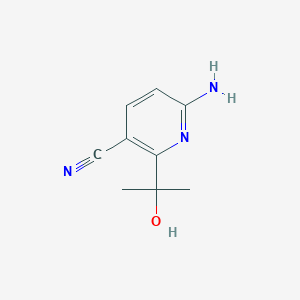 molecular formula C9H11N3O B13676000 6-Amino-2-(2-hydroxy-2-propyl)nicotinonitrile 