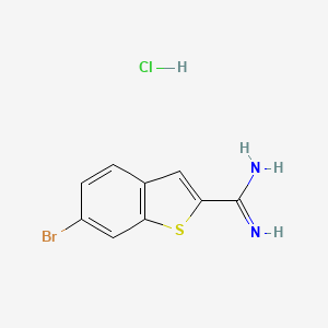 molecular formula C9H8BrClN2S B13676133 6-Bromobenzo[b]thiophene-2-carboximidamide hydrochloride 