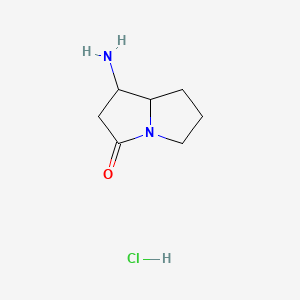 molecular formula C7H13ClN2O B13676212 (1R,7aS)-1-Aminotetrahydro-1H-pyrrolizin-3(2H)-one Hydrochloride 