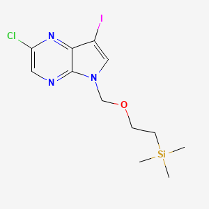 molecular formula C12H17ClIN3OSi B13676298 2-Chloro-7-iodo-5-((2-(trimethylsilyl)ethoxy)methyl)-5H-pyrrolo[2,3-b]pyrazine 