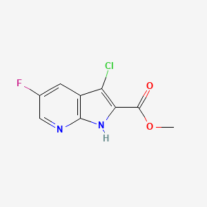 molecular formula C9H6ClFN2O2 B13676332 Methyl 3-chloro-5-fluoro-1H-pyrrolo[2,3-b]pyridine-2-carboxylate 