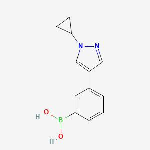 molecular formula C12H13BN2O2 B13677050 3-(1-Cyclopropyl-4-pyrazolyl)phenylboronic acid 