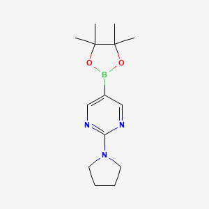 molecular formula C14H22BN3O2 B1367715 2-(吡咯烷-1-基)-5-(4,4,5,5-四甲基-1,3,2-二氧杂硼环-2-基)嘧啶 CAS No. 1015242-07-5