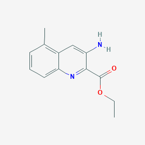 molecular formula C13H14N2O2 B13677221 Ethyl 3-amino-5-methylquinoline-2-carboxylate 