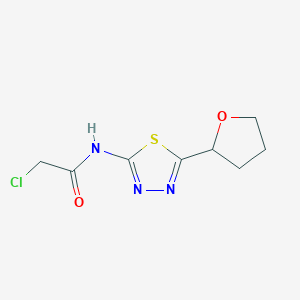 molecular formula C8H10ClN3O2S B1367724 2-氯-N-[5-(氧杂环丁烷-2-基)-1,3,4-噻二唑-2-基]乙酰胺 CAS No. 887345-06-4