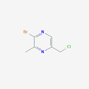 molecular formula C6H6BrClN2 B13677337 2-Bromo-5-(chloromethyl)-3-methylpyrazine 