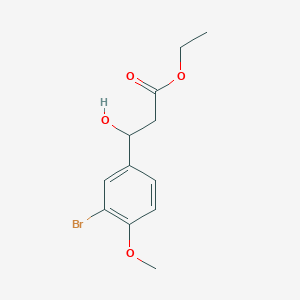 molecular formula C12H15BrO4 B13677358 Ethyl 3-(3-bromo-4-methoxyphenyl)-3-hydroxypropanoate 