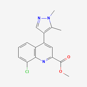 molecular formula C16H14ClN3O2 B13677503 Methyl 8-Chloro-4-(1,5-dimethyl-4-pyrazolyl)quinoline-2-carboxylate 