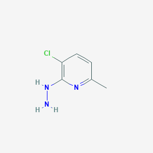 molecular formula C6H8ClN3 B13677541 3-Chloro-2-hydrazinyl-6-methylpyridine 