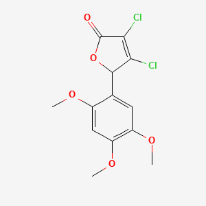 molecular formula C13H12Cl2O5 B13677626 3,4-Dichloro-5-(2,4,5-trimethoxyphenyl)furan-2(5H)-one 