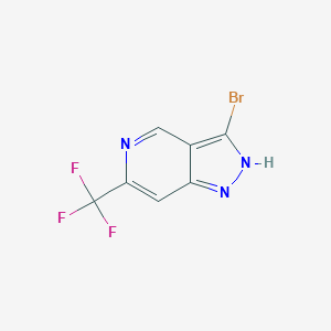 molecular formula C7H3BrF3N3 B13677736 3-Bromo-6-(trifluoromethyl)-1H-pyrazolo[4,3-c]pyridine 