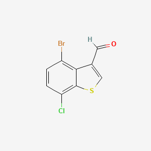 molecular formula C9H4BrClOS B13677762 4-Bromo-7-chlorobenzo[b]thiophene-3-carbaldehyde 