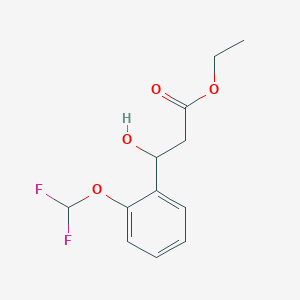 molecular formula C12H14F2O4 B13677842 Ethyl 3-[2-(difluoromethoxy)phenyl]-3-hydroxypropanoate 