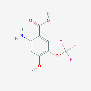 molecular formula C9H8F3NO4 B13677856 2-Amino-4-methoxy-5-(trifluoromethoxy)benzoic acid 