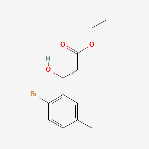 molecular formula C12H15BrO3 B13677905 Ethyl 3-(2-bromo-5-methylphenyl)-3-hydroxypropanoate 