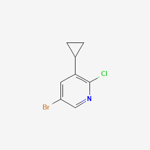 molecular formula C8H7BrClN B13677986 5-Bromo-2-chloro-3-cyclopropylpyridine 