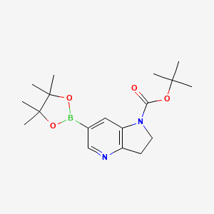 molecular formula C18H27BN2O4 B13678230 tert-Butyl 6-(4,4,5,5-tetramethyl-1,3,2-dioxaborolan-2-yl)-2,3-dihydro-1H-pyrrolo[3,2-b]pyridine-1-carboxylate 