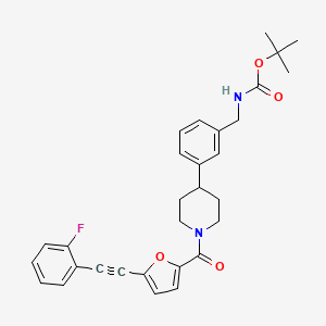 Tert-butyl 3-(1-(5-((2-fluorophenyl)ethynyl)furan-2-carbonyl)piperidin-4-yl)benzylcarbamate