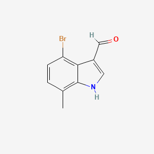 molecular formula C10H8BrNO B13678296 4-Bromo-7-methylindole-3-carbaldehyde 