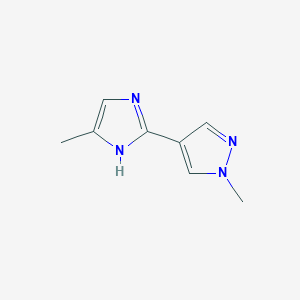 molecular formula C8H10N4 B13678373 1-Methyl-4-(5-methyl-2-imidazolyl)pyrazole 