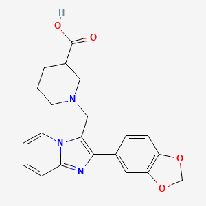 molecular formula C21H21N3O4 B1367855 1-{[2-(2H-1,3-苯并二氧杂环戊烯-5-基)咪唑并[1,2-a]吡啶-3-基]甲基}哌啶-3-羧酸 CAS No. 904816-43-9