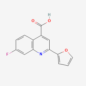 molecular formula C14H8FNO3 B1367900 7-Fluoro-2-(furan-2-yl)quinoline-4-carboxylic acid 