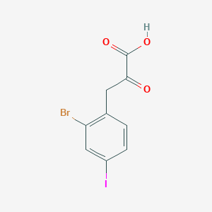 molecular formula C9H6BrIO3 B13679013 3-(2-Bromo-4-iodophenyl)-2-oxopropanoic acid 