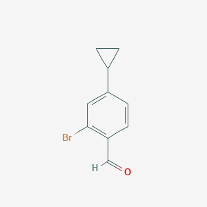 molecular formula C10H9BrO B13679368 2-Bromo-4-cyclopropylbenzaldehyde 