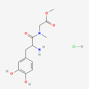 molecular formula C13H19ClN2O5 B13679423 Methyl (S)-2-[2-Amino-3-(3,4-dihydroxyphenyl)-N-methylpropanamido]acetate Hydrochloride 