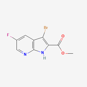 molecular formula C9H6BrFN2O2 B13679532 Methyl 3-bromo-5-fluoro-1H-pyrrolo[2,3-b]pyridine-2-carboxylate 