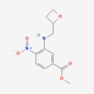 molecular formula C12H14N2O5 B13679565 Methyl 4-nitro-3-((oxetan-2-ylmethyl)amino)benzoate 