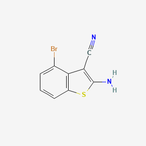 molecular formula C9H5BrN2S B13679674 2-Amino-4-bromo-benzothiophene-3-carbonitrile 