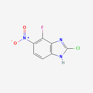 molecular formula C7H3ClFN3O2 B13679681 2-Chloro-4-fluoro-5-nitrobenzimidazole 