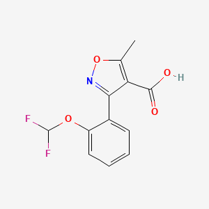 molecular formula C12H9F2NO4 B13679732 3-[2-(Difluoromethoxy)phenyl]-5-methylisoxazole-4-carboxylic Acid 