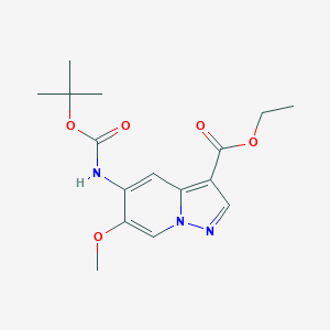 molecular formula C16H21N3O5 B13679777 Ethyl 5-(Boc-Amino)-6-methoxypyrazolo[1,5-a]pyridine-3-carboxylate 