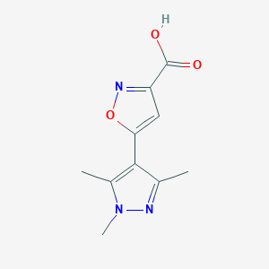 molecular formula C10H11N3O3 B1368060 5-(1,3,5-Trimethyl-1H-pyrazol-4-YL)isoxazole-3-carboxylic acid 