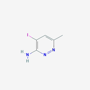 molecular formula C5H6IN3 B13680822 4-Iodo-6-methylpyridazin-3-amine 