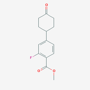 molecular formula C14H15FO3 B13681612 Methyl 2-Fluoro-4-(4-oxocyclohexyl)benzoate 