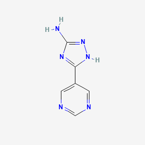 molecular formula C6H6N6 B13681733 5-Amino-3-(5-pyrimidinyl)-1H-1,2,4-triazole 