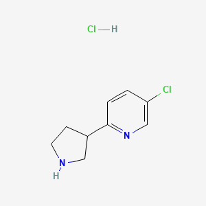 molecular formula C9H12Cl2N2 B13681755 5-Chloro-2-(pyrrolidin-3-yl)pyridine Hydrochloride 