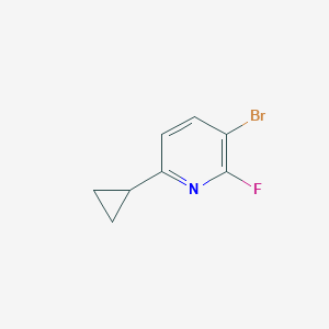 molecular formula C8H7BrFN B13681802 3-Bromo-6-cyclopropyl-2-fluoropyridine 