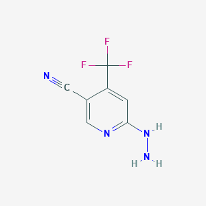 molecular formula C7H5F3N4 B13682695 6-Hydrazinyl-4-(trifluoromethyl)nicotinonitrile 