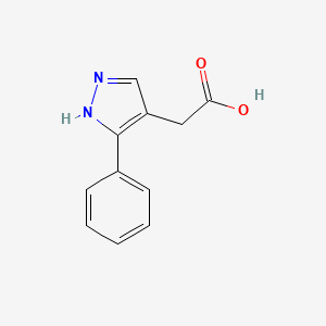 molecular formula C11H10N2O2 B1368366 3-(Phenyl)-1H-pyrazole-4-acetic acid 