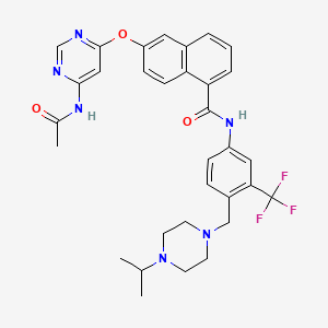 molecular formula C32H33F3N6O3 B13684229 6-[(6-Acetamido-4-pyrimidinyl)oxy]-N-[4-[(4-isopropyl-1-piperazinyl)methyl]-3-(trifluoromethyl)phenyl]-1-naphthamide 