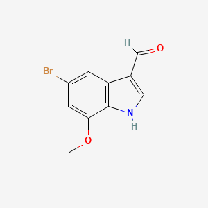 molecular formula C10H8BrNO2 B13684343 5-Bromo-7-methoxyindole-3-carbaldehyde 