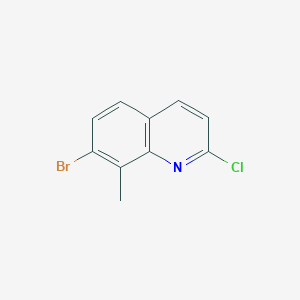 molecular formula C10H7BrClN B13684561 7-Bromo-2-chloro-8-methylquinoline 