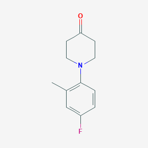 molecular formula C12H14FNO B1368502 1-(4-氟-2-甲基苯基)哌啶-4-酮 CAS No. 938458-77-6